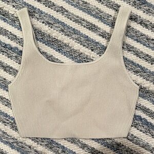 Artizia Ribbed Square-Neck Crop Tank - Cream